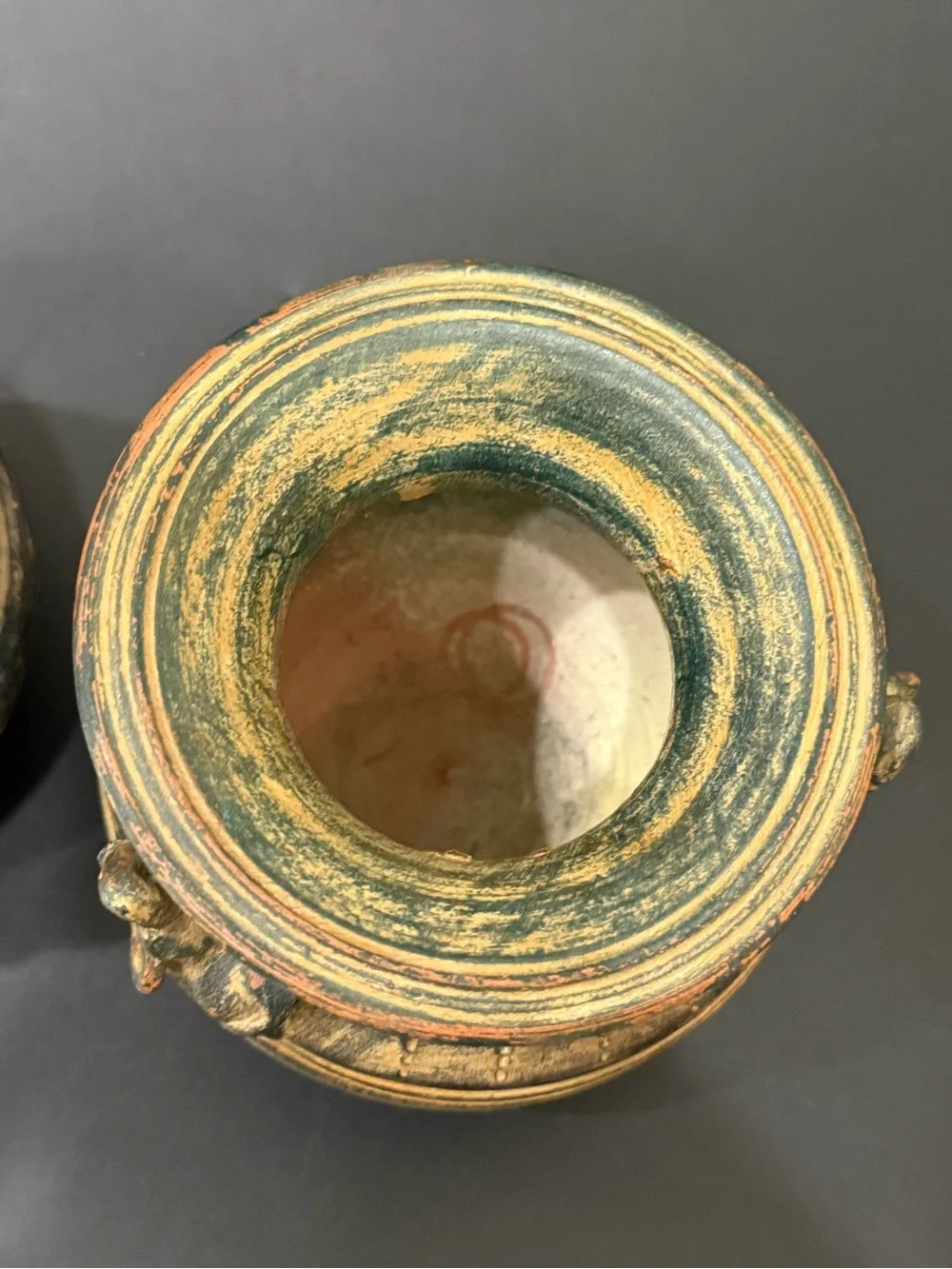 Pair of Vintage Asian Pottery Elephant Details 4.25” Vase